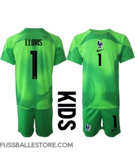 Günstige Frankreich Hugo Lloris #1 Torwart Auswärts Trikotsatzt Kinder WM 2022 Kurzarm (+ Kurze Hosen)